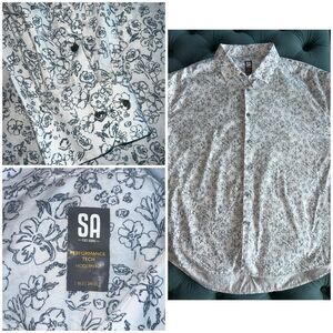 Stacy Adams Performance Tech Men's Button Down Dress Shirt Modern Fit